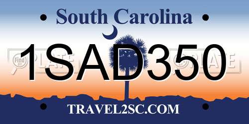 1SAD350 South Carolina License Plate