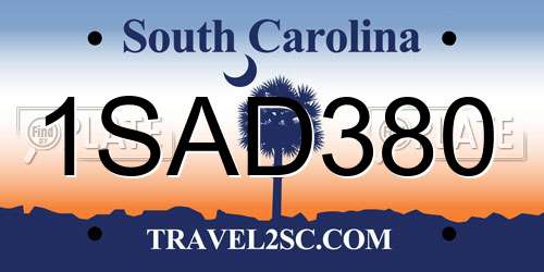 1SAD380 South Carolina License Plate