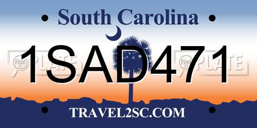 1SAD471 South Carolina License Plate