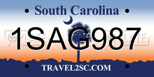 1SAG987 South Carolina License Plate