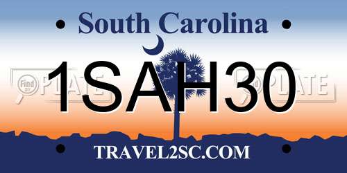 1SAH30 South Carolina License Plate