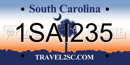 1SAI235 South Carolina License Plate