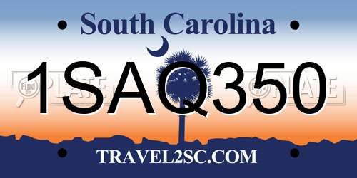 1SAQ350 South Carolina License Plate
