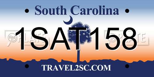 1SAT158 South Carolina License Plate