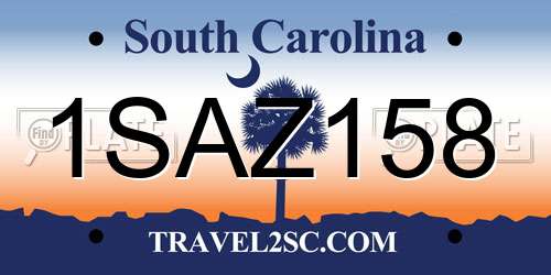 1SAZ158 South Carolina License Plate
