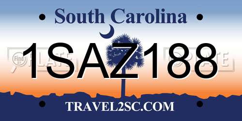 1SAZ188 South Carolina License Plate