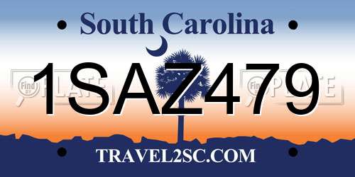 1SAZ479 South Carolina License Plate