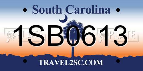 1SB0613 South Carolina License Plate