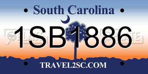 1SB1886 South Carolina License Plate