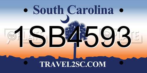 1SB4593 South Carolina License Plate
