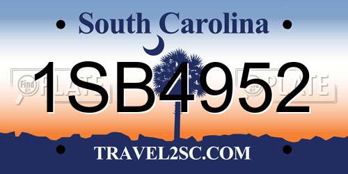 1SB4952 South Carolina License Plate
