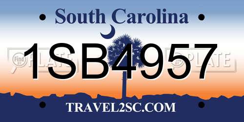 1SB4957 South Carolina License Plate