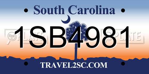 1SB4981 South Carolina License Plate
