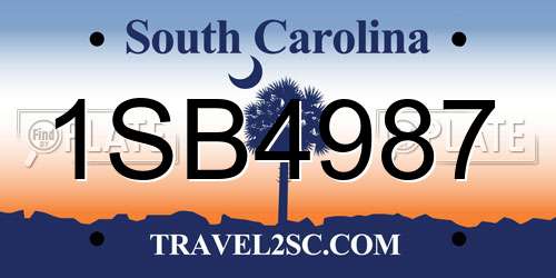 1SB4987 South Carolina License Plate