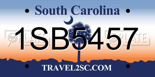 1SB5457 South Carolina License Plate