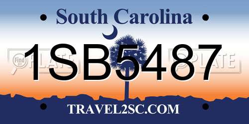 1SB5487 South Carolina License Plate