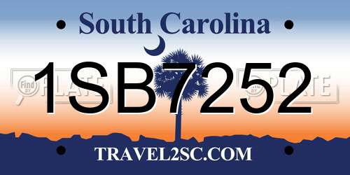 1SB7252 South Carolina License Plate