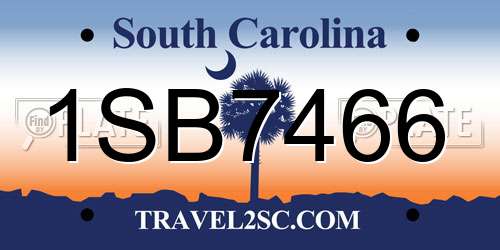 1SB7466 South Carolina License Plate