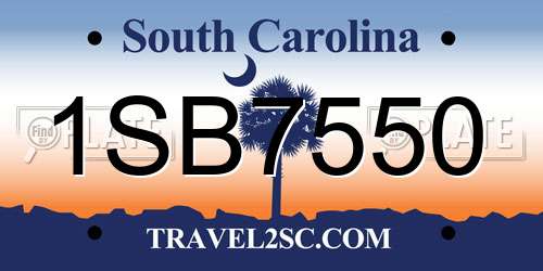 1SB7550 South Carolina License Plate