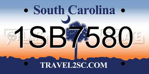 1SB7580 South Carolina License Plate