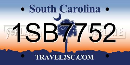 1SB7752 South Carolina License Plate