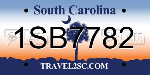 1SB7782 South Carolina License Plate
