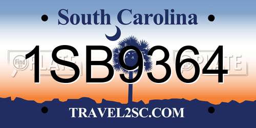 1SB9364 South Carolina License Plate