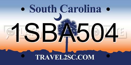 1SBA504 South Carolina License Plate