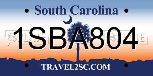 1SBA804 South Carolina License Plate