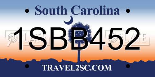 1SBB452 South Carolina License Plate