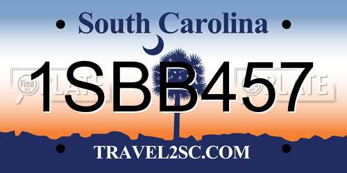 1SBB457 South Carolina License Plate