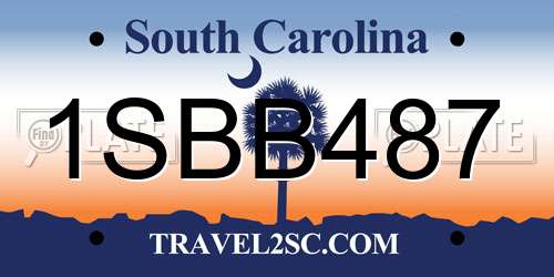 1SBB487 South Carolina License Plate