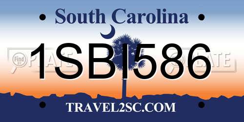 1SBI586 South Carolina License Plate