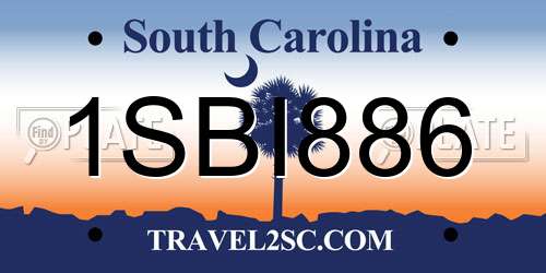 1SBI886 South Carolina License Plate