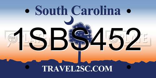 1SBS452 South Carolina License Plate