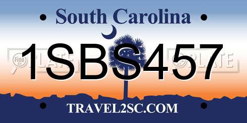 1SBS457 South Carolina License Plate