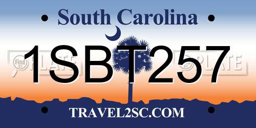 1SBT257 South Carolina License Plate