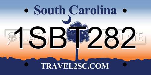 1SBT282 South Carolina License Plate