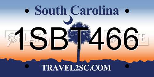 1SBT466 South Carolina License Plate
