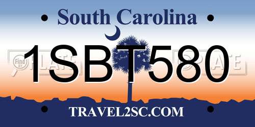 1SBT580 South Carolina License Plate