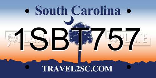 1SBT757 South Carolina License Plate