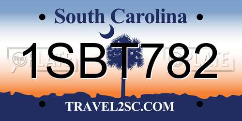 1SBT782 South Carolina License Plate
