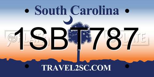1SBT787 South Carolina License Plate