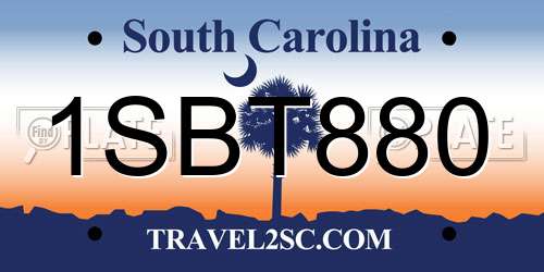 1SBT880 South Carolina License Plate