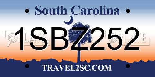1SBZ252 South Carolina License Plate