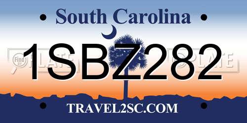 1SBZ282 South Carolina License Plate