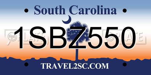 1SBZ550 South Carolina License Plate