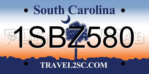 1SBZ580 South Carolina License Plate