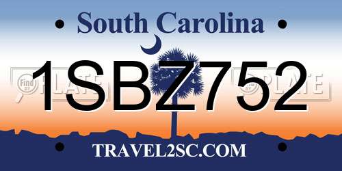 1SBZ752 South Carolina License Plate