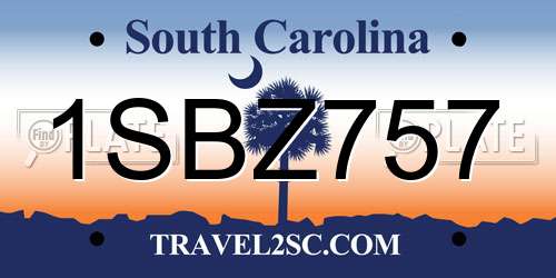 1SBZ757 South Carolina License Plate